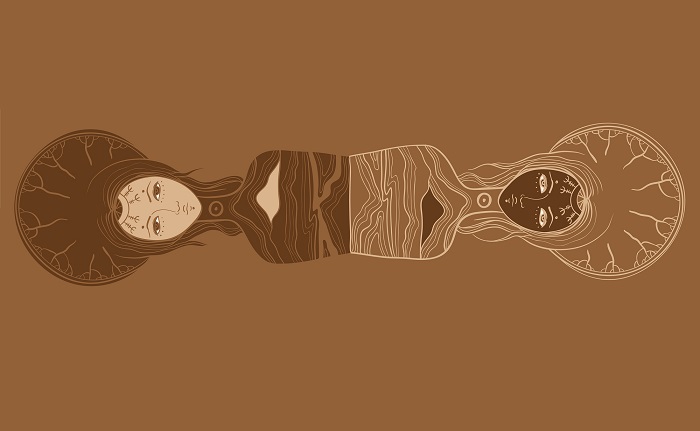 Vector Illustration Of Twins, Yin And Yang, Body And Soul, Perso